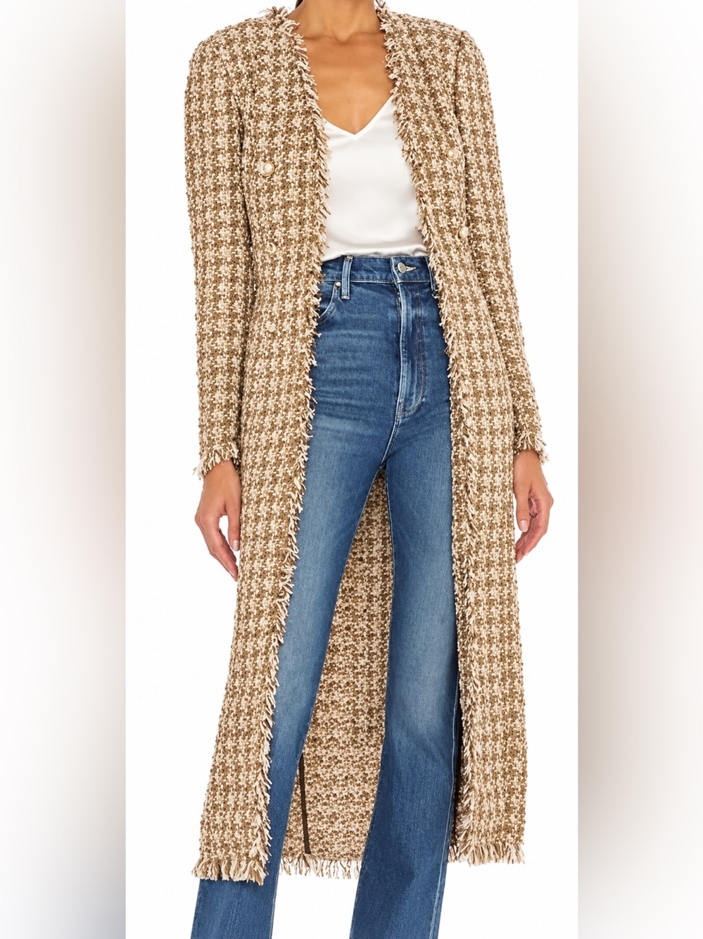 House of Harlow 1960 gold metallic long blazer, medium